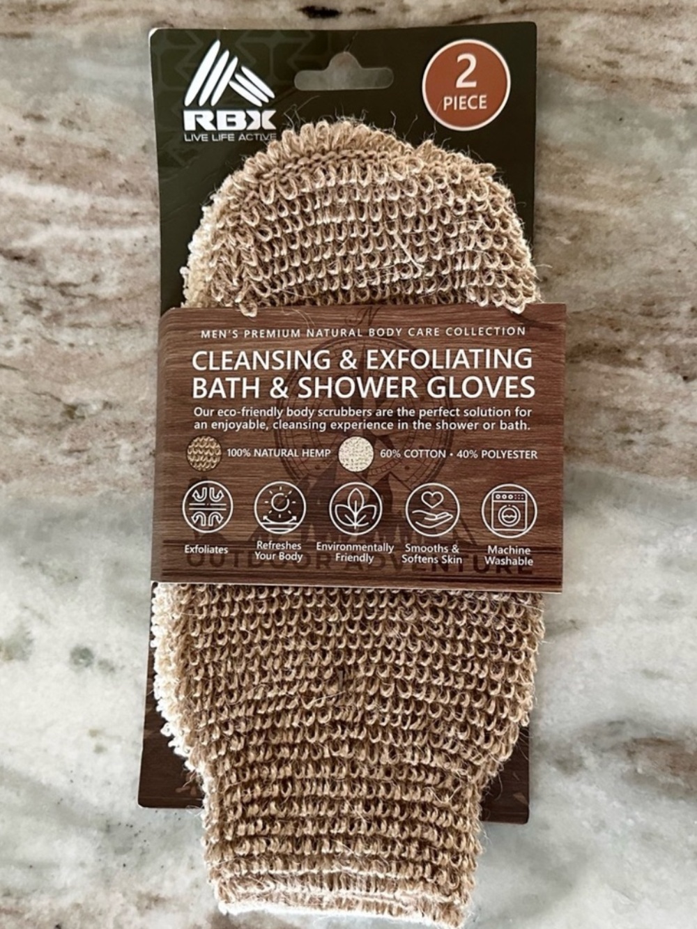 Eco Friendly Cleansing & Exfoliating Bath & Shower Gloves - RBX Live Life Active